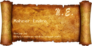 Mahrer Endre névjegykártya